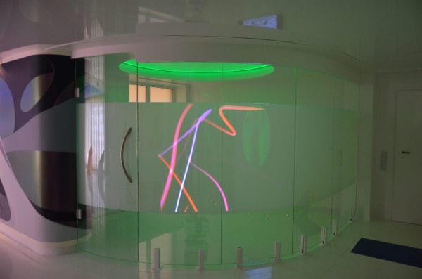 Retrofitted Switchable Film allows for a strip of a privacy in a discreet sensory room, addressing safe guarding needs whilst offer privacy provision for the individual Retrofitted Switchable Film allows for a strip of a privacy in a discreet sensory room, addressing safe guarding needs whilst offer privacy provision for the individual