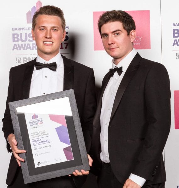 Pro Display's Ben Hadfield and Rob Conners proudly accept the commendation Pro Display's Ben Hadfield and Rob Conners proudly accept the commendation
